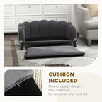 Pearl Design Pet Sofa with Solid Wood Legs, Charcoal Gray