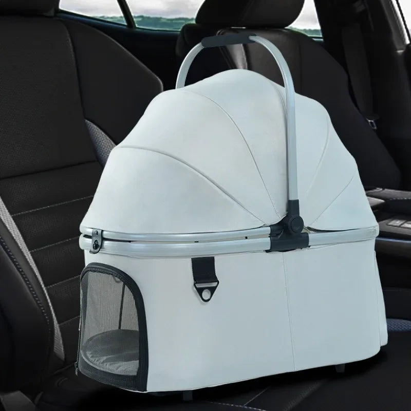 Lightweight High-View Pet Stroller with Detachable Carrier for Cats & Dogs
