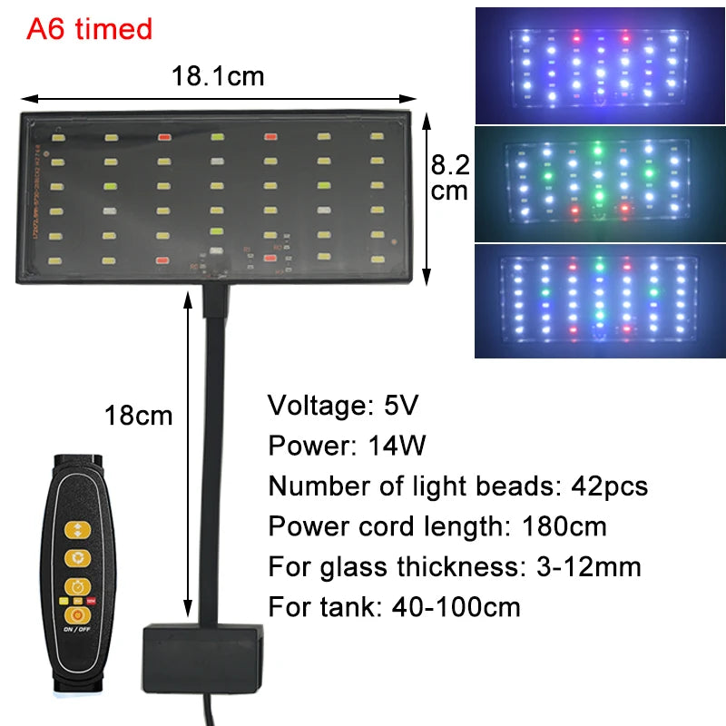 USB Full Spectrum Aquarium LED Grow Light (Aquatic Plants, Clip-On)