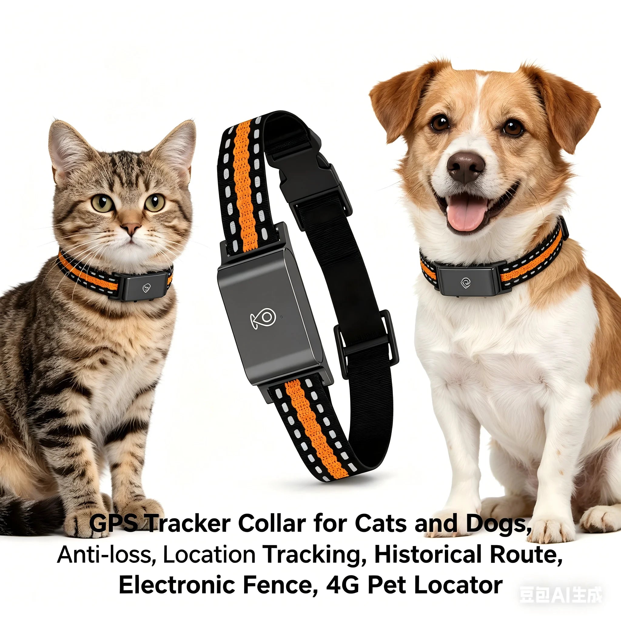 IP67 Waterproof GPS Smart Collar for Cats & Dogs - No Subscription WiFi Real-Time Tracker