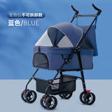 Hot Sale Luxury Four-Wheel Foldable Dog Cart Separable Basket Breathable Pet Carrier for Outdoor Travel Baby Carriage Not Stuffy