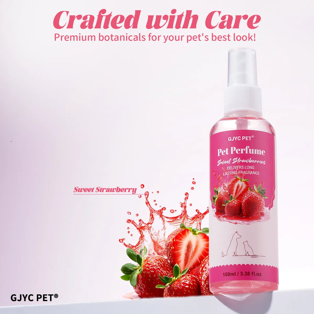 Strawberry Pet Perfume Spray — Alcohol-Free, Long-Lasting Fragrance, 100ml