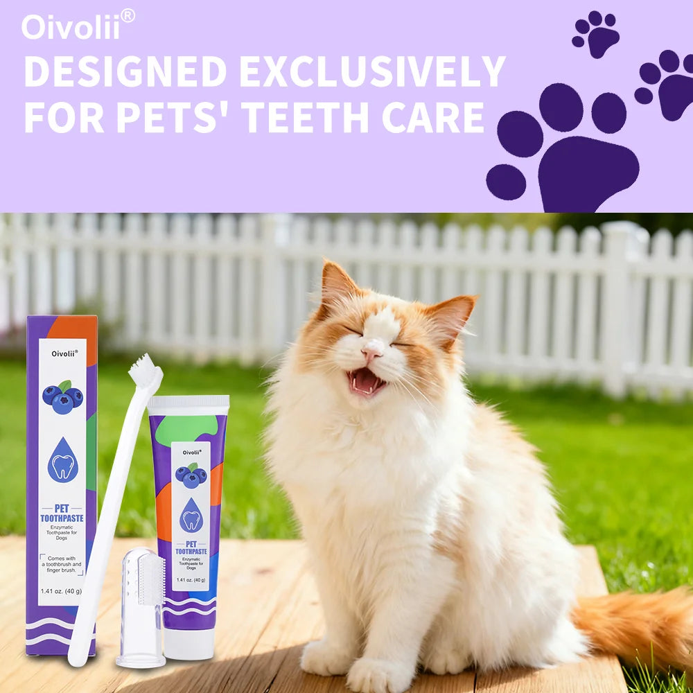 Enzymatic Pet Dental Kit — Blueberry Toothpaste, Brush & Finger Brush