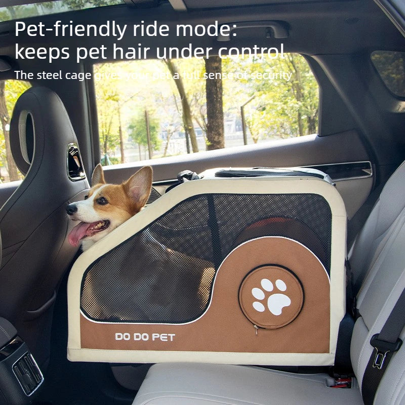 Pet Travel Luggage Cart with Folding Handlebar — Oxford Fabric, Breathable Mesh & Quiet Wheels