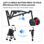 All-Surface Foldable Pet Stroller with Wide-View Window & Brakes