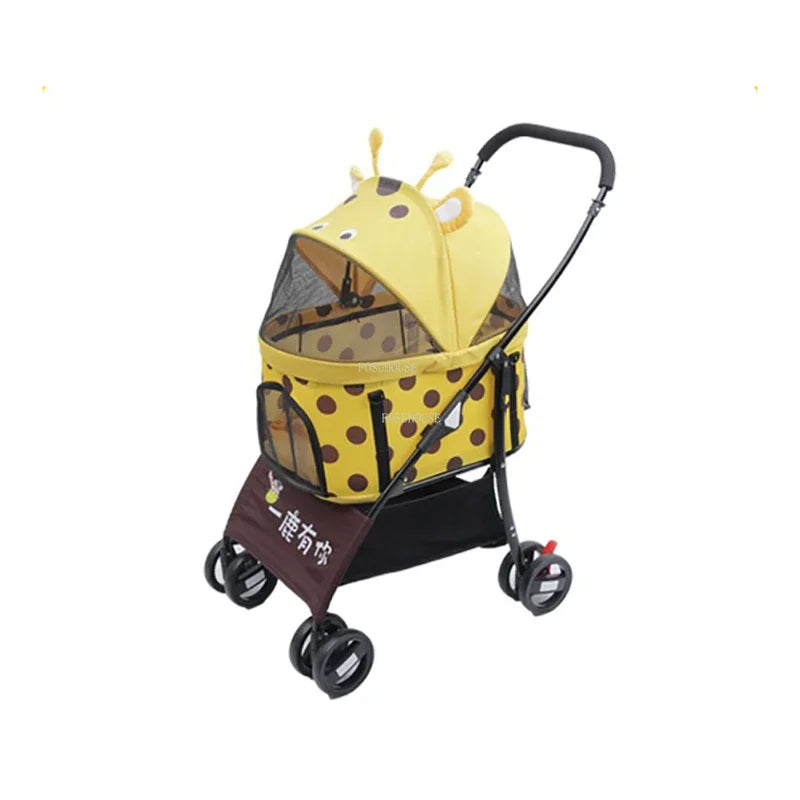 Separable Lightweight Foldable Pet Stroller Cart for Medium Dogs — Portable Outdoor Carrier