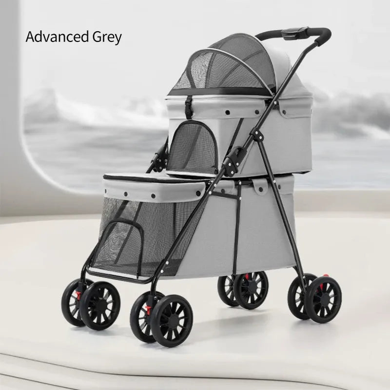 Foldable Lightweight Pet Stroller for Cats & Small Dogs with Safety Belt — Portable Outdoor Carrier