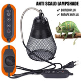 No-Light Ceramic Heat Lamp with Protective Cage — Scald-Safe Reptile Heater