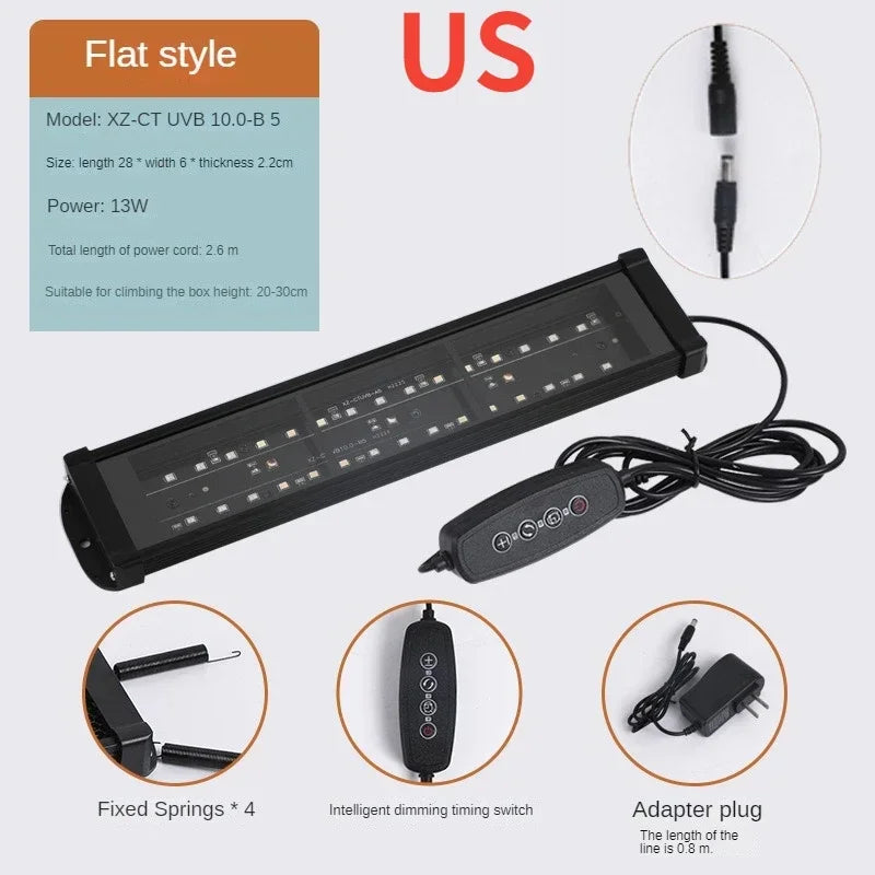 UVA+UVB Full Spectrum LED Reptile Light — 10.0/20.0 Sunbathing Lamp