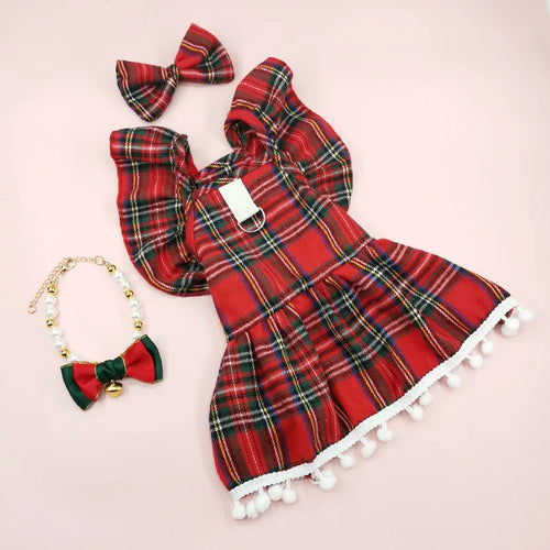 Christmas Checker Dog Dress (Winter Skirt Cosplay Outfit)