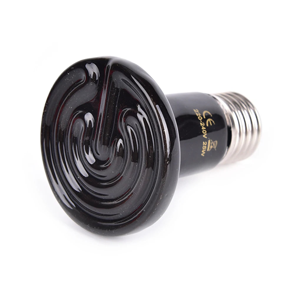 Black Ceramic Heat Emitter — No-Light Infrared Bulb for Snake & Chameleon Tanks