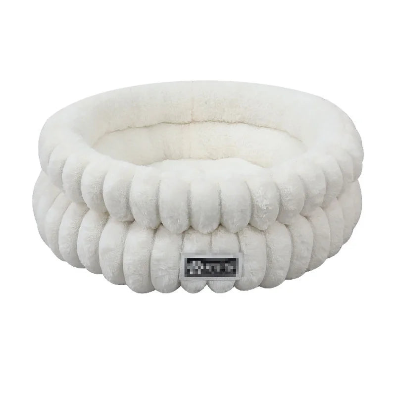 Round Velvet Pet Nest Bed with Removable Cover