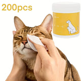 Pet Tear Stain Wipes — 200-Count Eye Cleaning Pads for Dogs & Cats