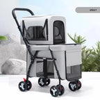 Luxury Double-Layer ABS 4-Wheel Pet Stroller for Small & Large Dogs & Cats — Eco-Friendly Lightweight Travel Carrier