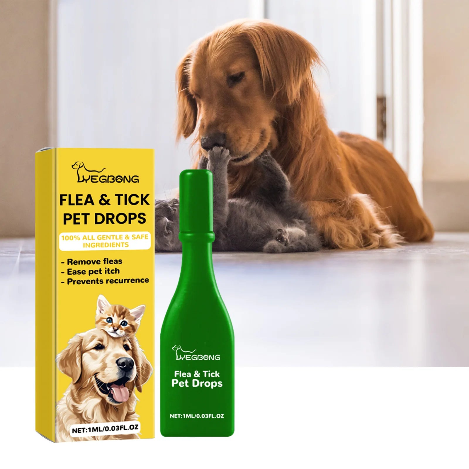 Anti-Flea Treatment Drops for Cats & Dogs (Tick & Lice Remover, Multi-Size)