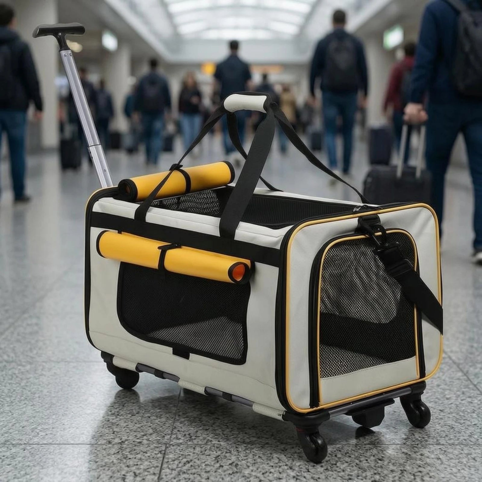 Collapsible Soft-Sided Rolling Pet Trolley Carrier