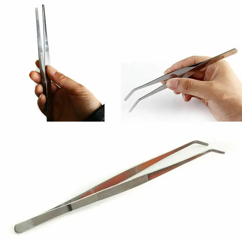 Stainless Steel Feeding Tongs — Long Reach Tweezers for Reptiles & Spiders