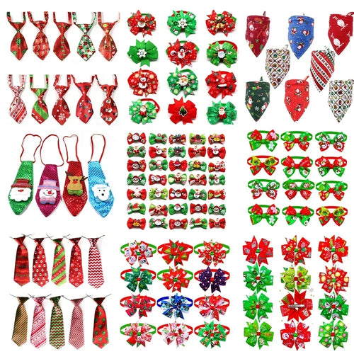 Christmas Pet Bow Tie Bandana 50-Pack (Dog & Cat Accessory)