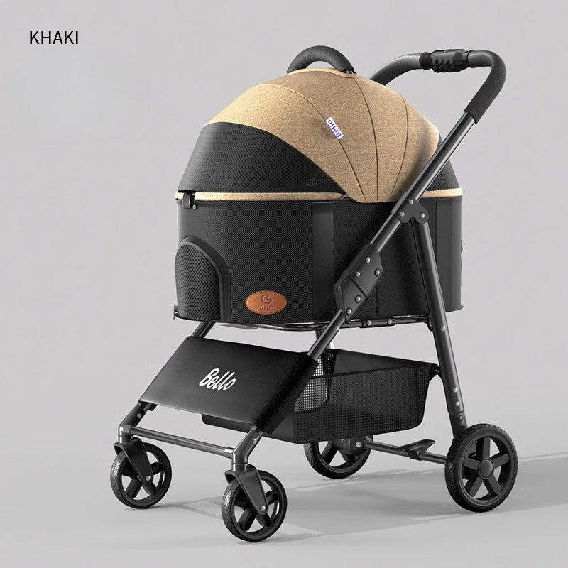 Ultra-Lightweight Foldable Pet Stroller with Detachable Carrier for Cats & Dogs