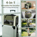 Carriage-Style Double Pet Stroller with Detachable Carriers & 4-Lock System
