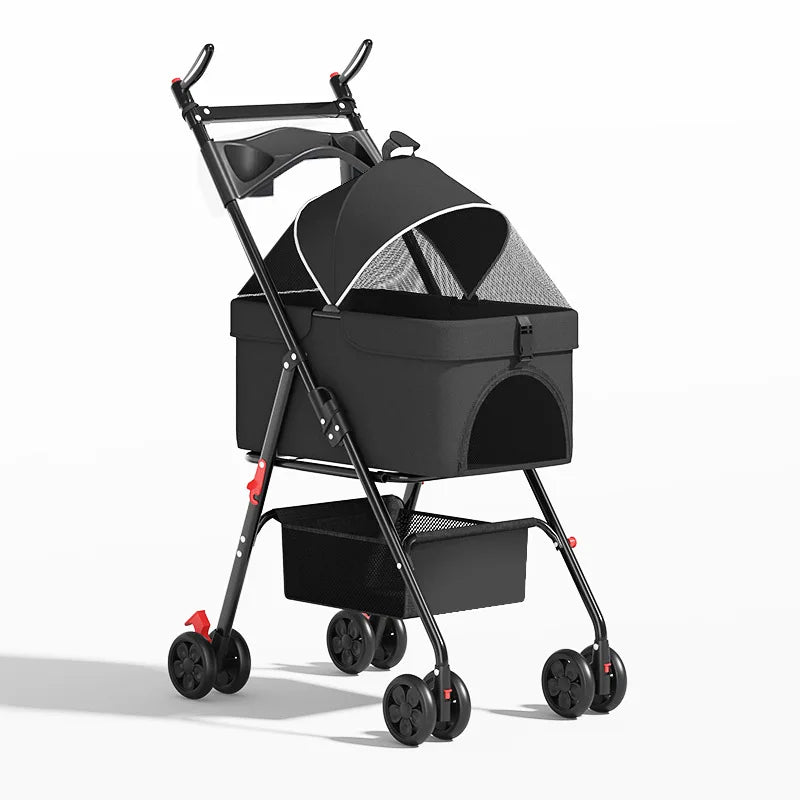 Detachable Lightweight Foldable Pet Cart for Teddy Dogs & Cats — Small Outdoor Going-Out Carrier
