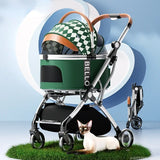 Stroller Detachable Foldable 4 Wheels Pet Stroller Aluminium Alloy Dog Trolley for Corgi Teddy Dogs and Cats 강아지유모차