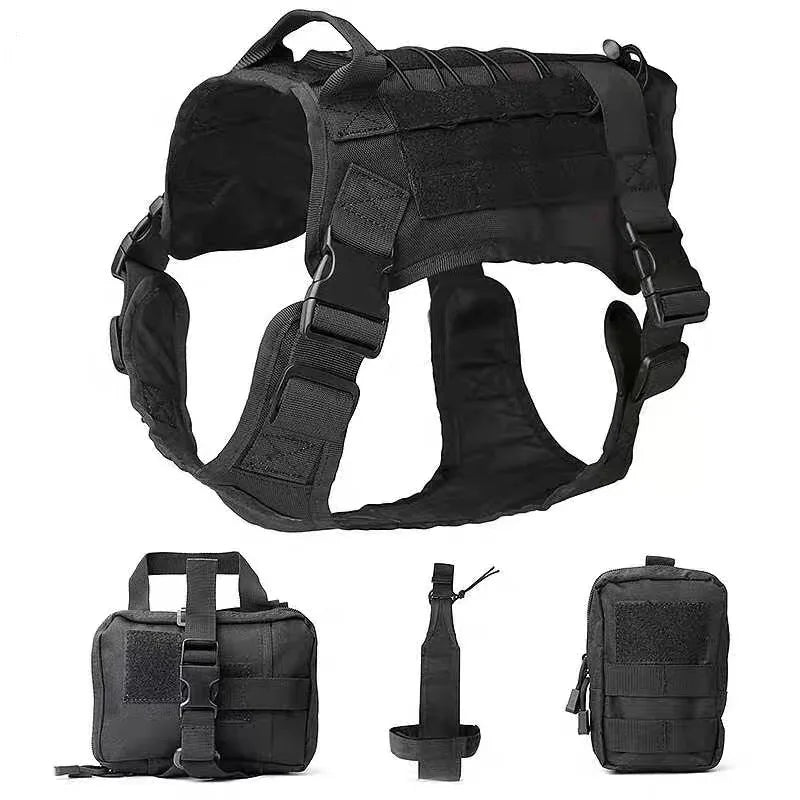 Tactical Camo Dog Vest (Outdoor Training, Chest & Back, Large Dogs)