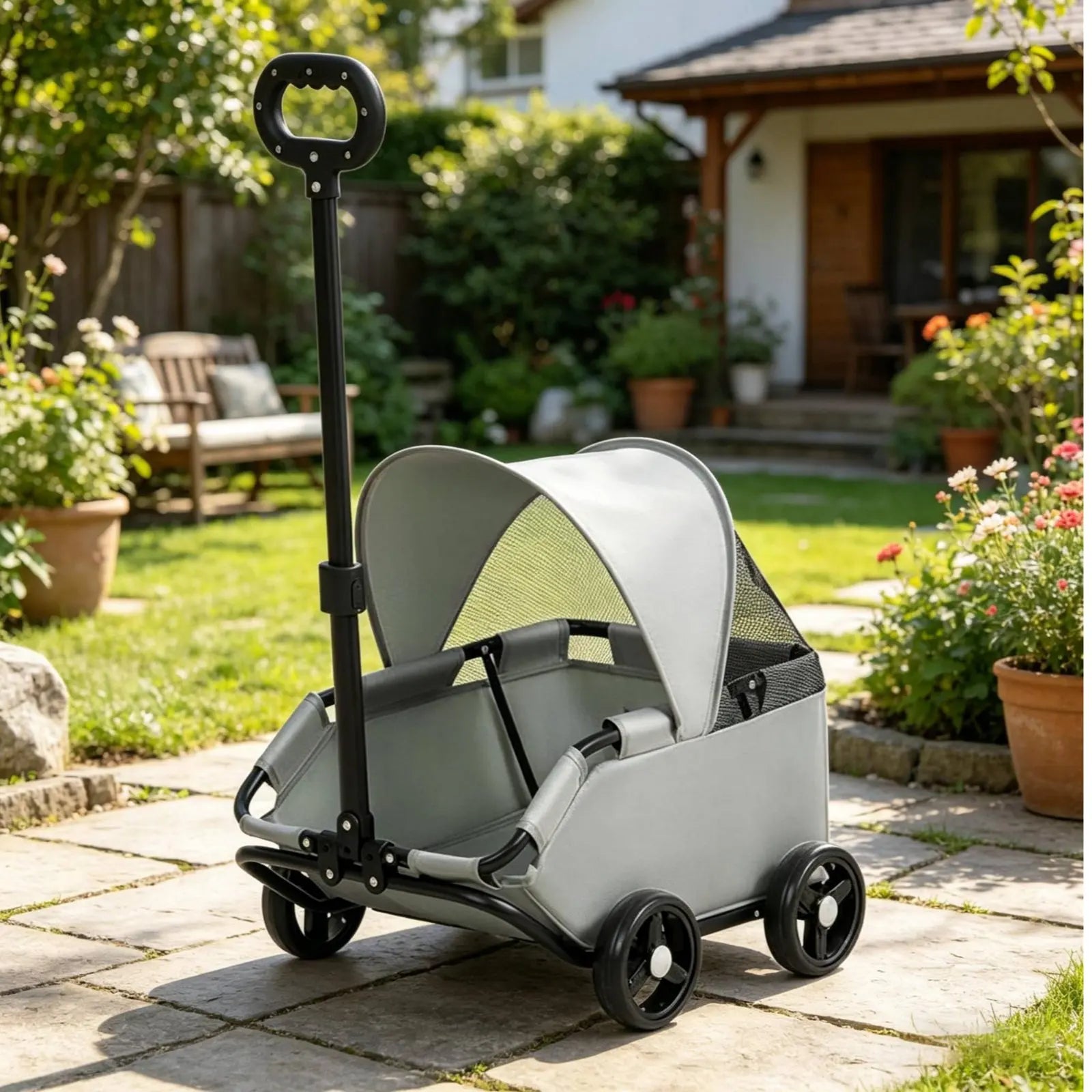 Sun Shade Pet Carriage Stroller for Small Pets — Lightweight Spacious Outdoor Carrier