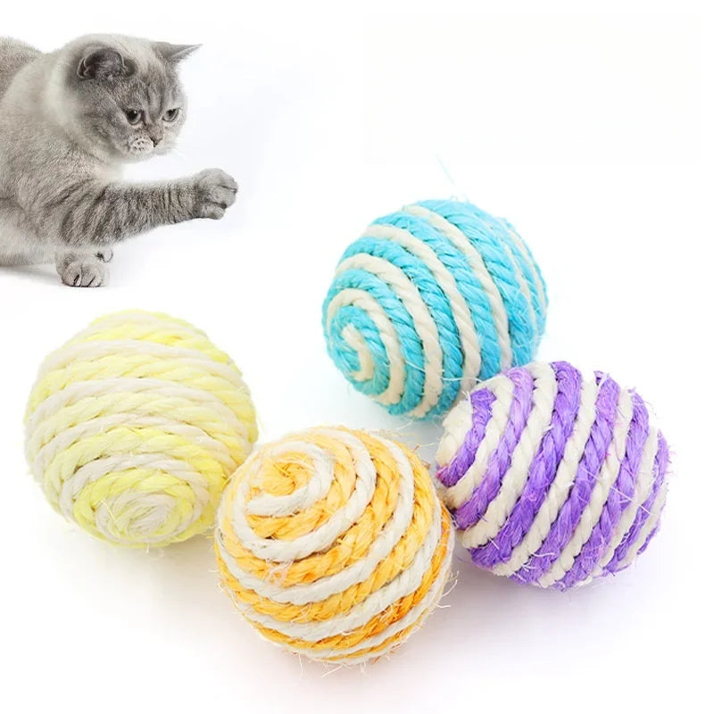 5-Pack Sisal Sphere Cat Toy Balls — Durable Interactive Scratch, Bite & Self-Play Cat Balls