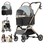 4-Wheel Foldable Pet Stroller with Detachable Carrier for Dogs & Cats — Max 45 lbs