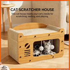 3-in-1 Cat Scratcher House with Bed & Play Cave
