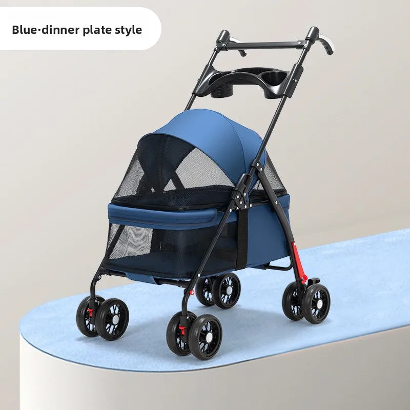 Lightweight Portable Foldable Pet Stroller Cart for Dogs & Cats — Outdoor Travel Trolley