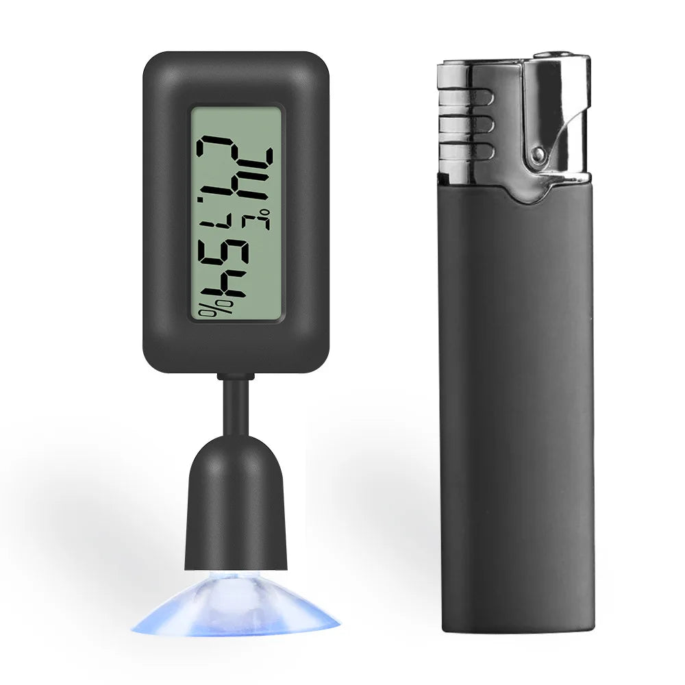 Mini Digital Reptile Thermometer-Hygrometer — 360° Rotating, Luminous Display