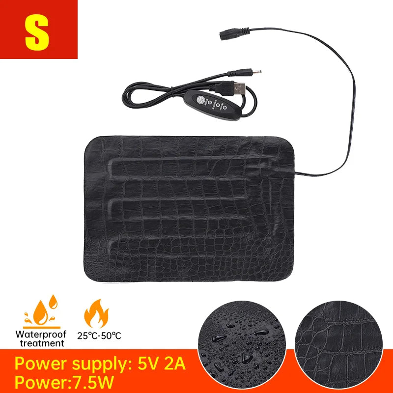 USB Pet Heating Pad — 3-Level Adjustable Warm Mat, Anti-Scratch PU Leather