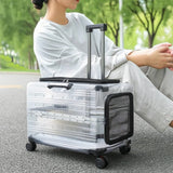 Pet Carrier with Wheels Transparent Pet Carrier Suitcase Hard-Sided Cats, Small Dogs, Travel, Airport, Professional Visits