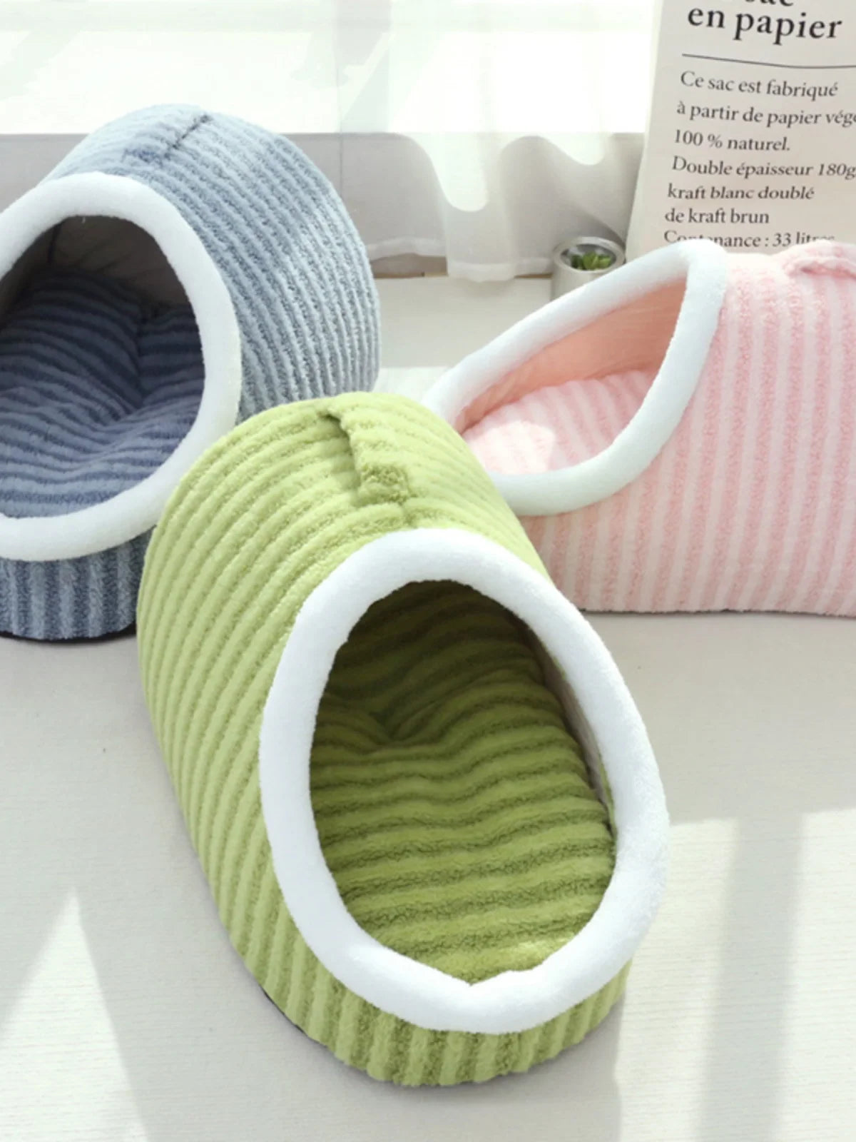 Portable Cartoon Striped Pet Bed, All-Season
