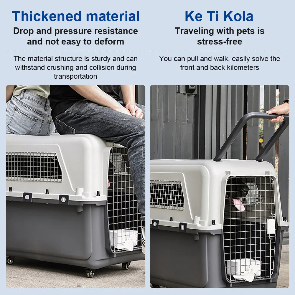 Rolling Pet Carrier with Wheels (Airline-Approved, Up to 44 lbs)