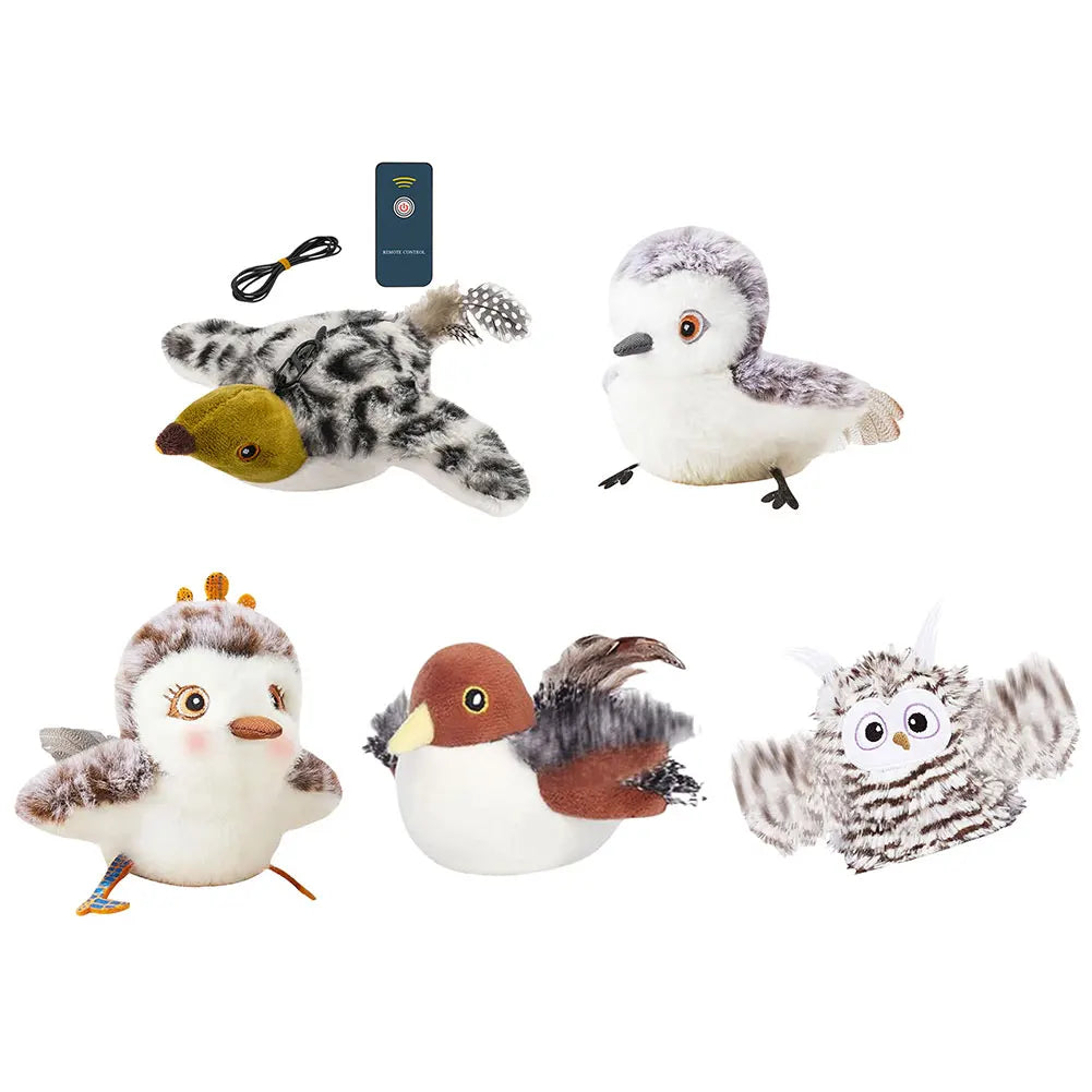 Flapping Sparrow Cat Toy — Rechargeable Chirping Bird Simulator