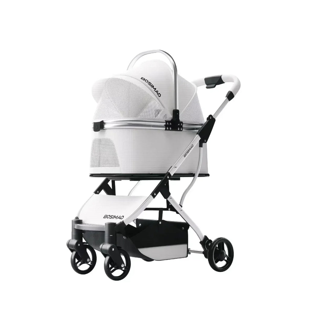 Multifunctional Foldable Pet Buggy with Detachable Carrier for Dogs