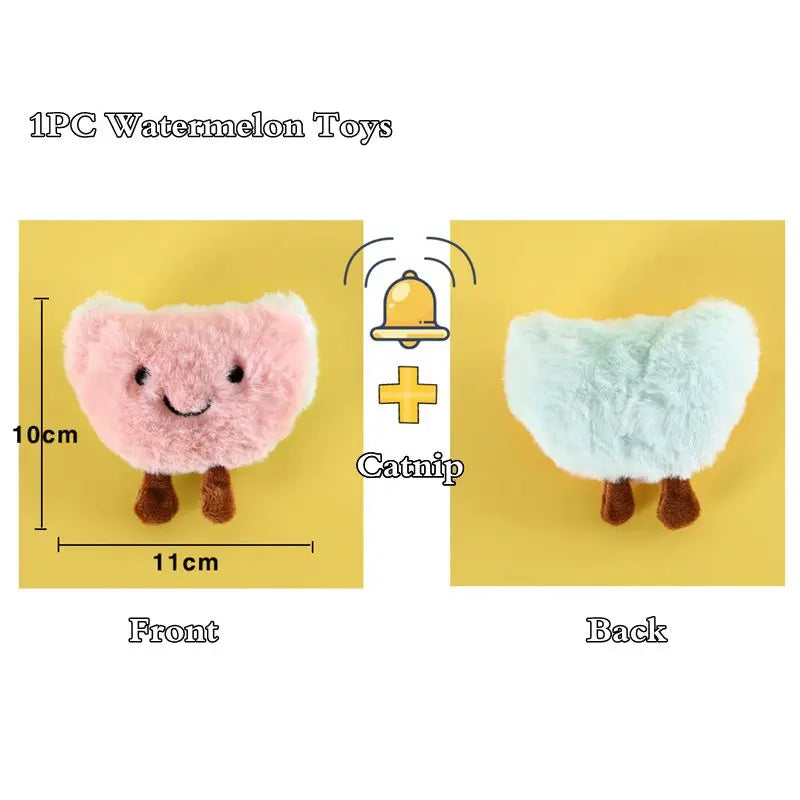 Catnip Squeaky Plush Cat Toy — Food-Shaped Design with Built-In Bell