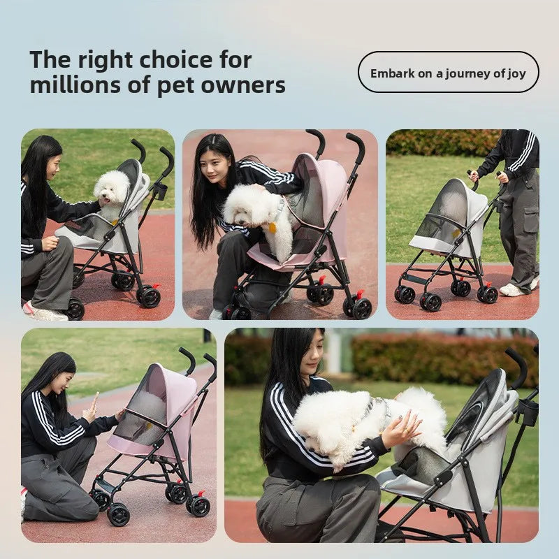 Lightweight Portable Foldable Pet Stroller Trolley for Teddy Dogs & Cats — Outdoor Travel Cart