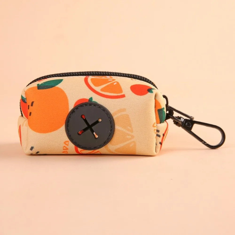 Fruit Pattern Poop Bag Holder (Waterproof, Buckle, Zipper Closure)