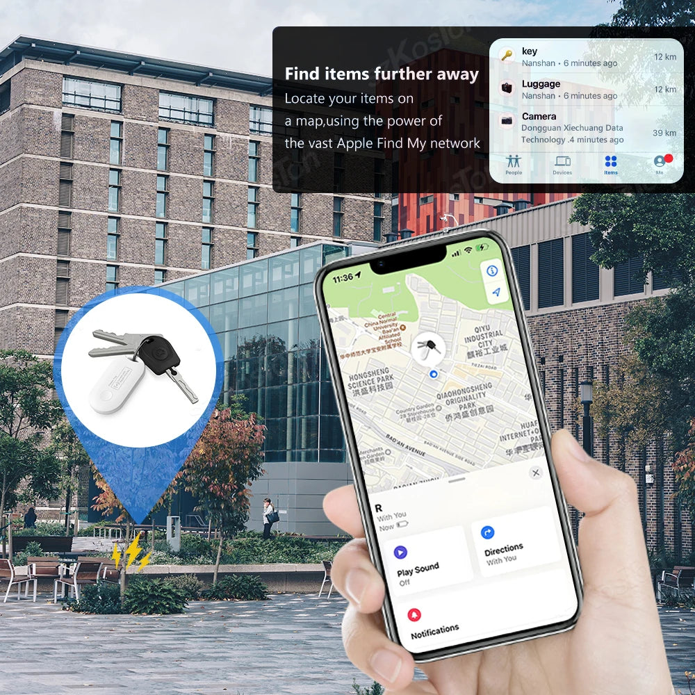 Bluetooth Smart Tag GPS Locator for Luggage & Keys - Apple Find My Compatible (iOS)