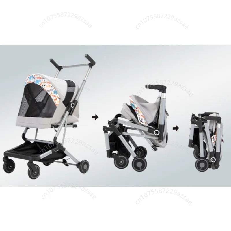 Ultra-Light Foldable Pet Stroller for Cats & Dogs — Dual-Pet