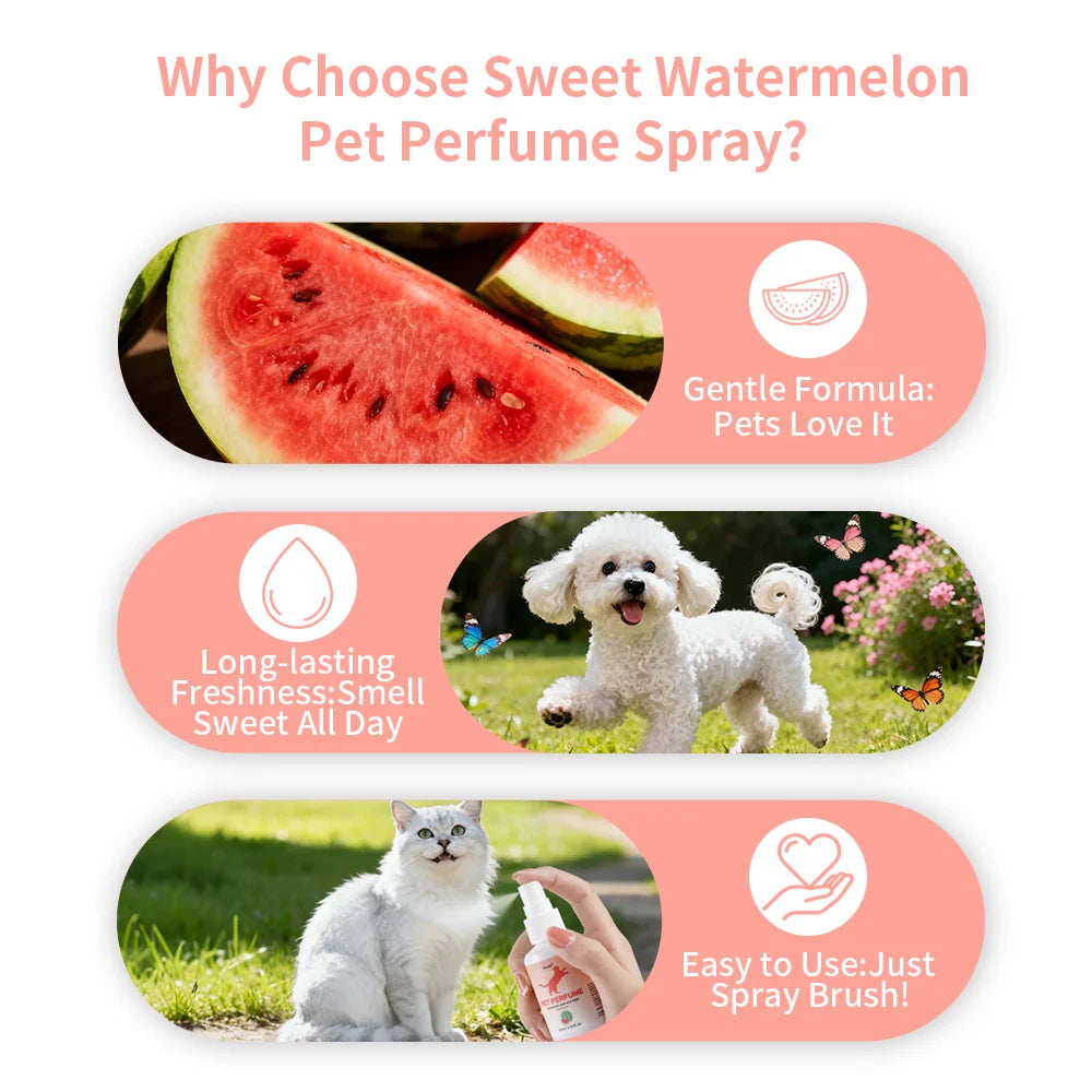 Watermelon Pet Cologne — Long-Lasting Deodorizing Spray for Dogs & Cats