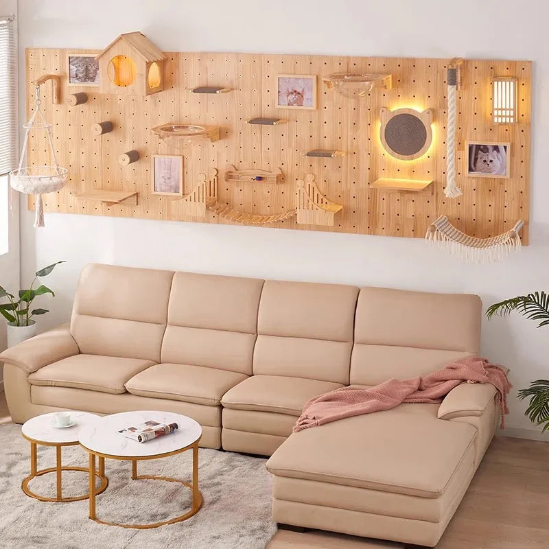 Wall-Mounted Cat Climbing Shelf & Hammock