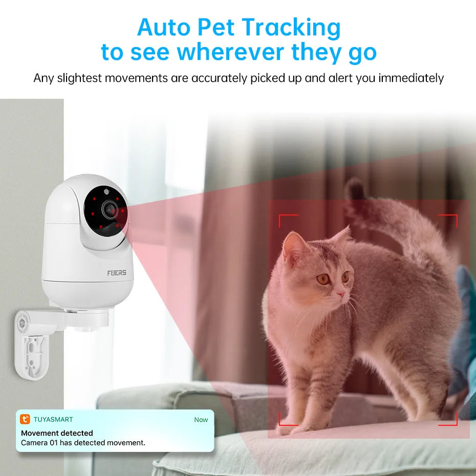 Tuya Smart 4K WiFi AI Camera for Pets with Night Vision & AI Alerts