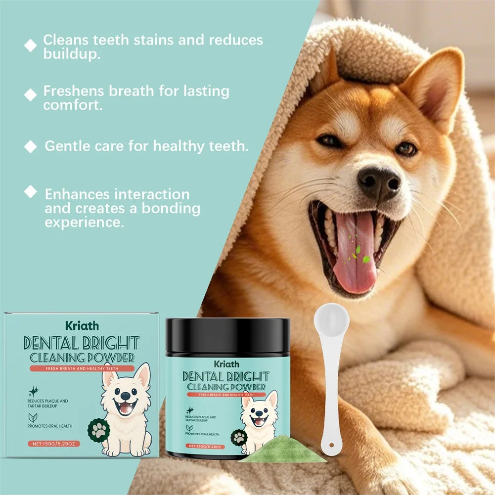Dog Dental Care Powder — No-Brush Plaque, Tartar & Breath Freshener, 150g