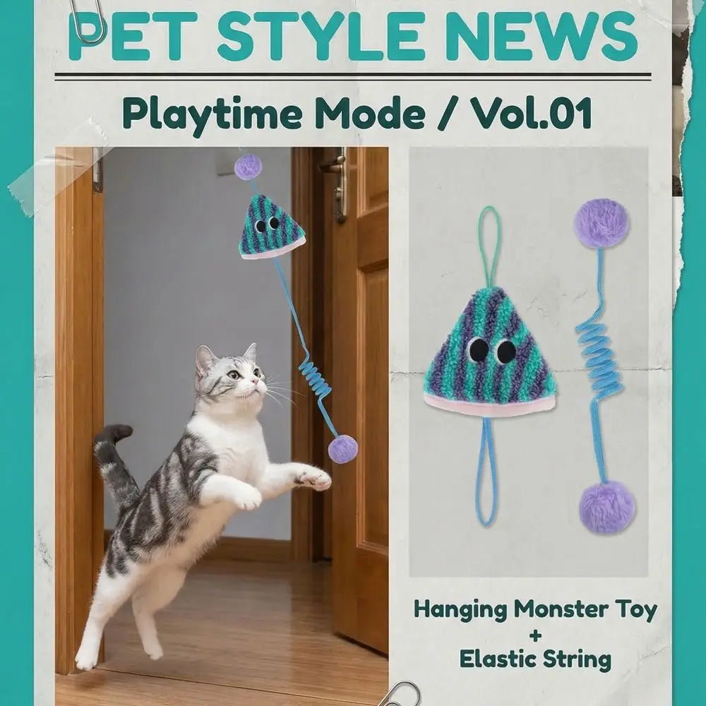 Ceiling-Mounted Elastic Spring Cat Toy — Bite-Resistant Parachute Exerciser
