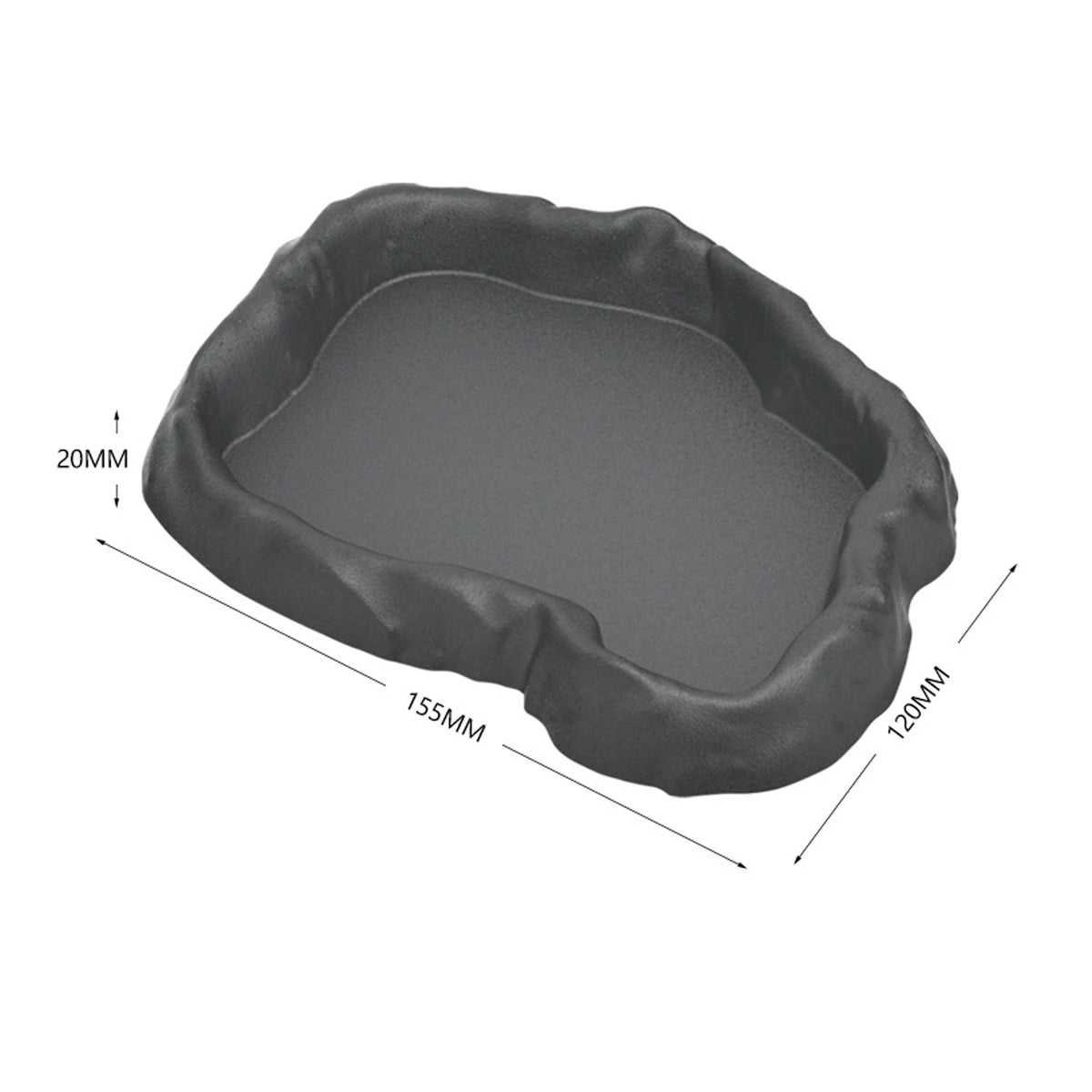 Rock-Design Reptile Feeder Bowl — Smooth-Edge Feeding & Water Basin